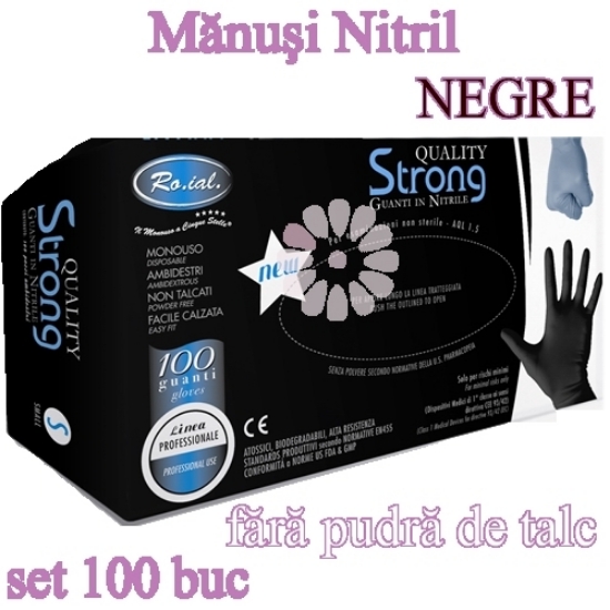 Imagine Manusi nitril negre fara pudra 100buc