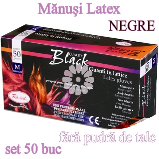 Imagine Manusi latex negre fara pudra 50buc