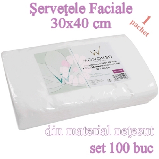 Imagine Servetele Faciale din netesut 30x40cm set 100buc - ItalWax