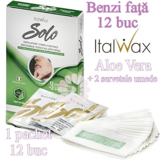 Imagine Benzi ceara Fata 12buc + 2 servetele umede - ItalWax SOLO
