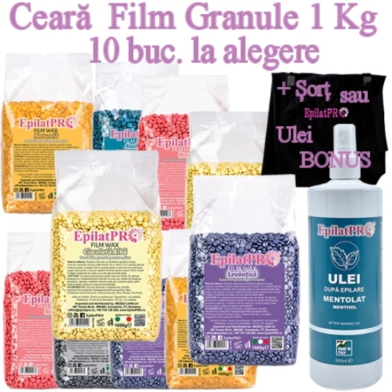 Imagine 10 Buc LA ALEGERE - Ceara FILM granule elastica 1kg - EpilatPRO + 1 Sort sau Ulei Gratuit