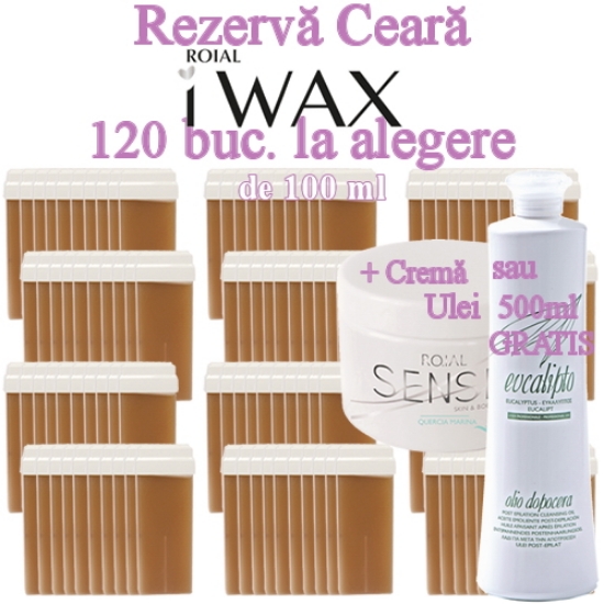 Imagine 120 Buc LA ALEGERE - Ceara epilat Perlata 100ml - Roial iWAX + 1 Crema sau Ulei 500ml Gratuit