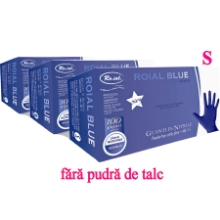 Manusi nitril albastre fara pudra 100buc S - ROIAL