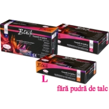 Manusi latex negre fara pudra 50buc L - ROIAL