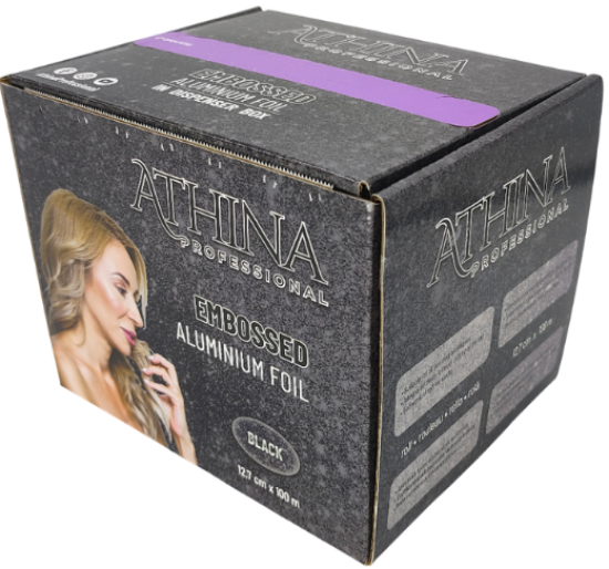 Imagine Folie aluminiu Embosata 12,7cm x 100metri NEAGRA cu cutter - ATHINA